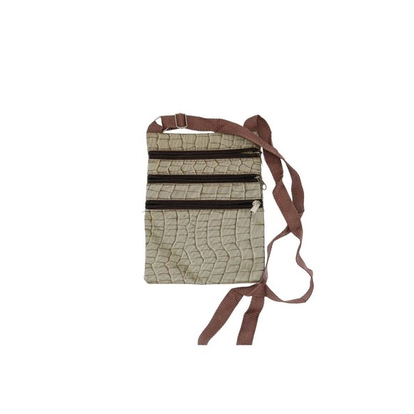 AZ Khaki Medium Bag Cross Body Crossover Zippered Camera Travel Purse Shoulder - Picture 6 of 7